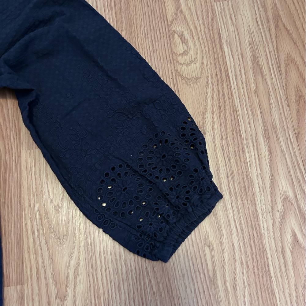 Soft Surroundings Navy Blouse with Lace Detail - Picture 3 of 9